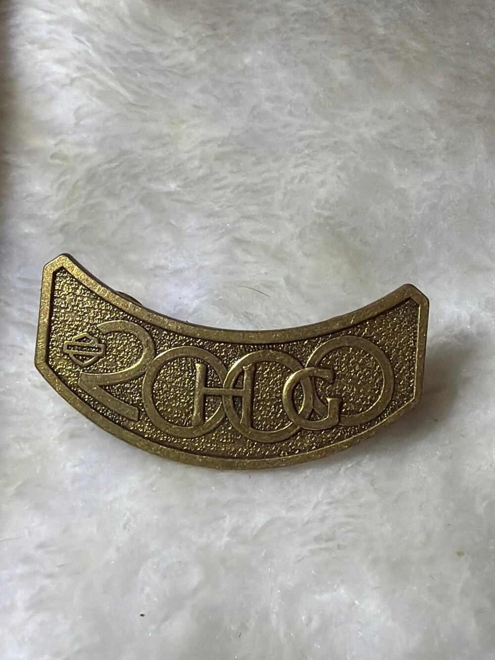Vintage 2000 Harley Davidson HOG Owners Group Brass Vest Lapel Pin Motorcycle